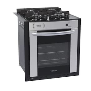Fogão de Embutir 4 Bocas Gaudi Prisma Vitreo Bl Inox Gás GLP Venax