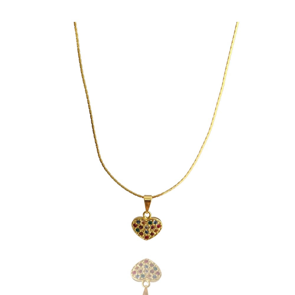 Colar Coração Cravejado Colorido