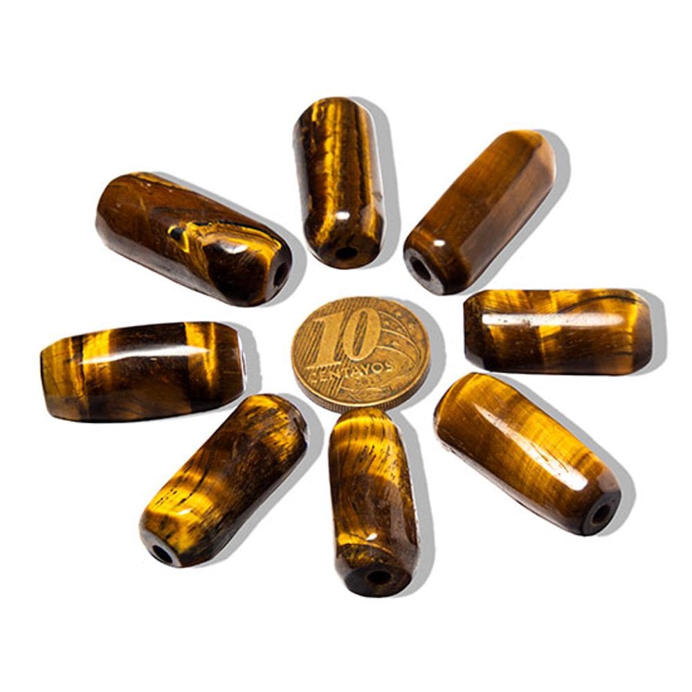 05 Barril Furado Longitudinal Pedra Olho de Tigre 30mm TipoB