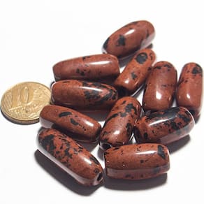 05 Barril Furado Longitudinal Pedra Obsidiana Mahogany 25mm