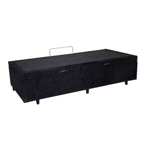 Base Box Baú Solteirão Blindado Suede Preto 36X108X188 AN