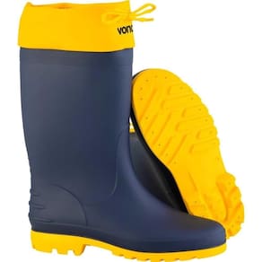 Bota Pvc 39-40 Azul-amarela Cano Médio Polaina Sem Forro Vonder