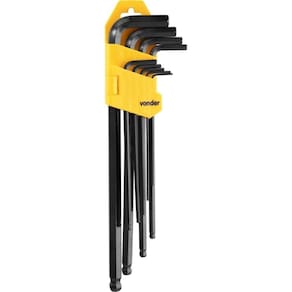 Jogo Chave Allen 1,5 A 10mm Crv Longa Abaulada Com 9 Peças Vonder