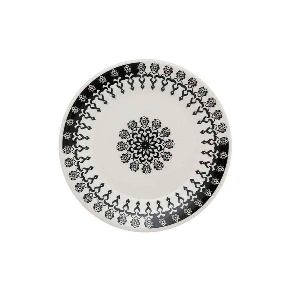 Prato de Sobremesa Cerâmica Estampa Donna Folk 18cm 1un - Biona 061394