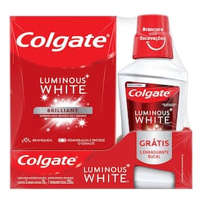 Creme Dental Colgate Luminous White 3 Unidades de 70g cada e Ganhe Enxaguante Bucal Luminous White 250ml