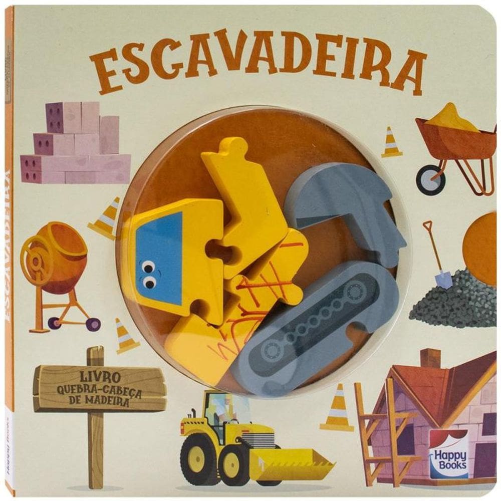 Livro Quebra-cabeça de madeira: Escavadeira