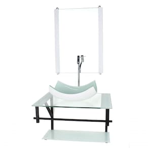Gabinete De Vidro P/ Banheiro 60cm Cuba Com Torneira Cromada