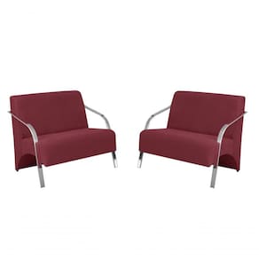 Kit 2 Poltronas 2 Lugares Vênus Braço Alumínio Suede
