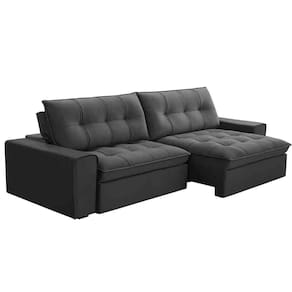 Sofá Retrátil Reclinável 3 Lugares 250Cm Argon F05 Veludo Grafite
