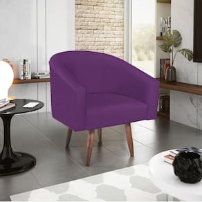 Poltrona Decorativa Luiza Pés Palito Suede Roxo