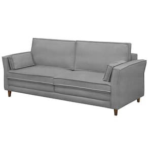 Sofá Living 3 Lugares 220Cm Pés Madeira Efraim F05 Veludo Prata - Mpozenato