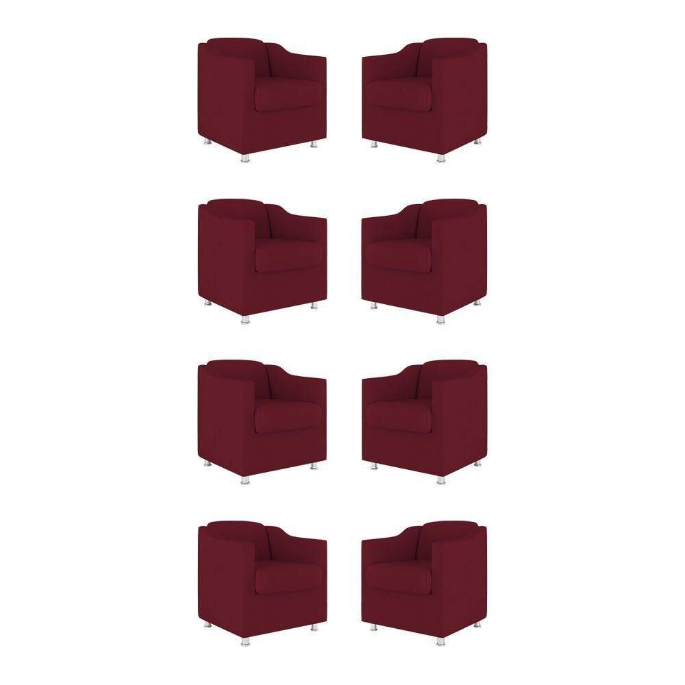 Kit 08 Poltronas Tilla Consultório Recepção Sala Suede Cor:marsala