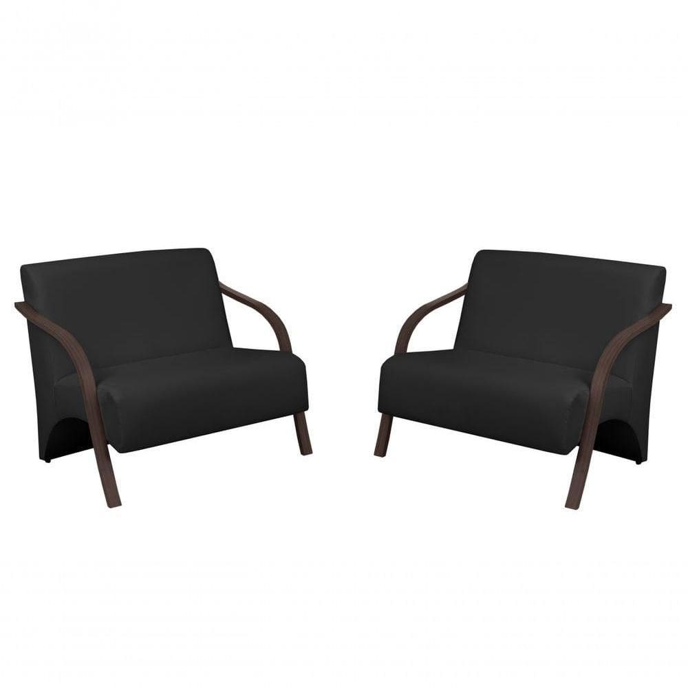 Kit 2 Poltronas Vênus 2 Lugares Braço Madeira