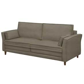 Sofá Living 3 Lugares 200Cm Pés Madeira Efraim F05 Veludo Castor - Mpozenato