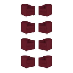 Kit 8 Poltronas Tilla Decorativas Consultório Sala Tecido Cor:marsala