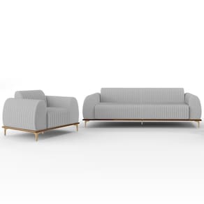 Kit Sofá 3 Lugares 180Cm E Poltrona Molino Cinza D-315