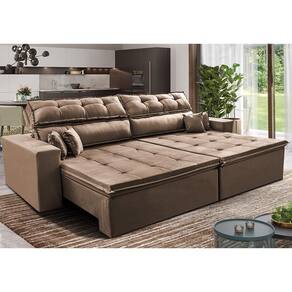 Sofá Retrátil E Reclinável 3,12m Luxos Cama Inbox Velusoft Castor