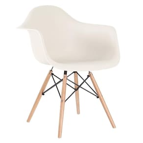Cadeira Charles Eames Eiffel Daw Com Pés De Madeira Clara Creme
