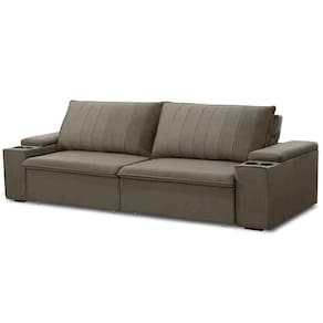 Sofá Retrátil Reclinável 3 Lugares 245Cm Baluart F05 Veludo Castor