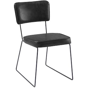Cadeira Estofada Base Em Aço F53 Corano Preto Preto