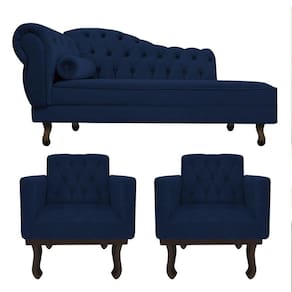 Kit Diva Recamier Diana 140Cm Lado Direito E 02 Poltronas Classic Suede - Amarena Móveis