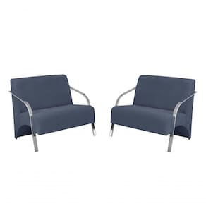 Kit 2 Poltronas 2 Lugares Vênus Braço Alumínio Suede