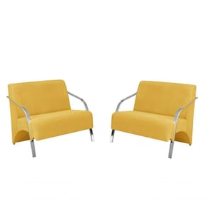 Kit 2 Poltronas 2 Lugares Vênus Braço Alumínio Suede