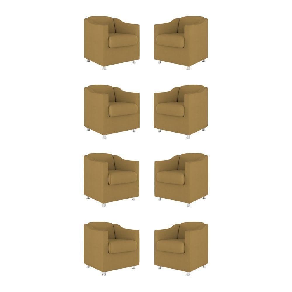Kit 08 Poltronas Tilla Consultório Recepção Sala Suede Cor:capuccino