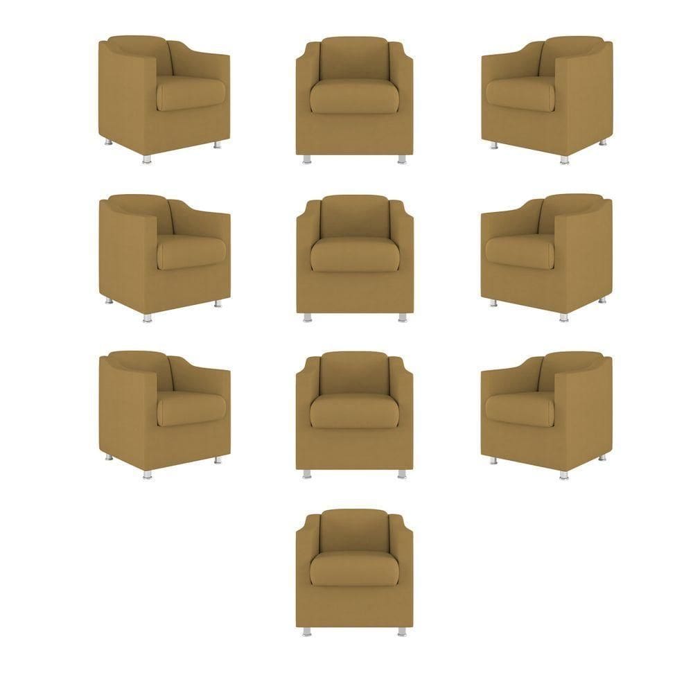 Kit 10 Poltronas Decorativa Reforçada Consultório Sala Suede capuccino