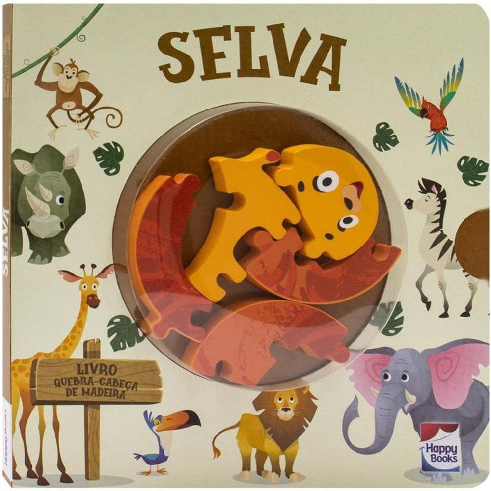 Livro Quebra-cabeça de madeira: Selva