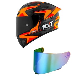 Capacete KYT TT Course Antonelli 2022 Preto e Laranja Mais Viseira Camaleão
