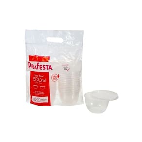 Kit C/5 Pct Pote Bowl 500Ml. C/ Sobretampa C/20 Un. Prafesta