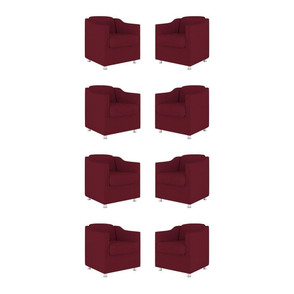 Kit 08 Poltronas Tilla Consultório Recepção Suede Balaqui Decor Cor:marsala