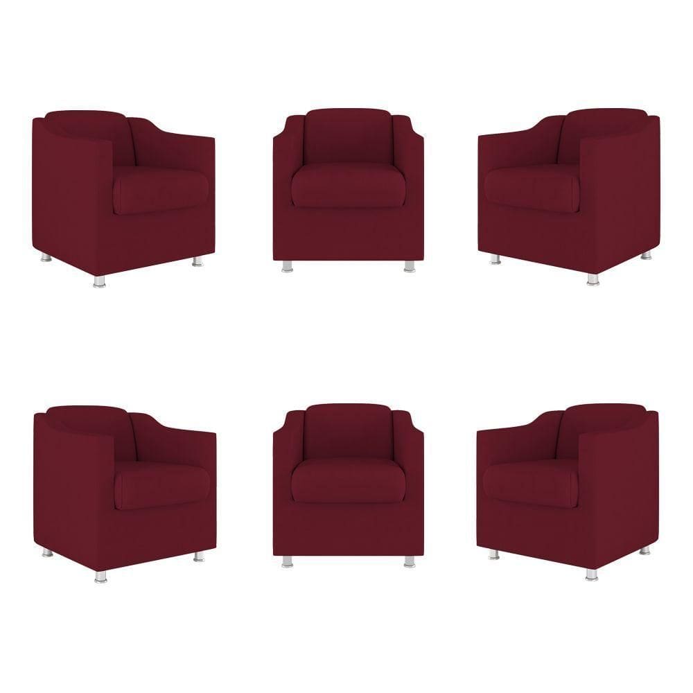 Kit 06 Poltronas Sala De Espera Clinica Suede Balaqui Decor Cor:marsala