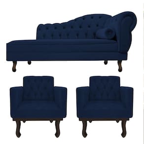 Kit Diva Recamier Diana 160Cm Lado Esquerdo E 02 Poltronas Classic Suede - Amarena Móveis