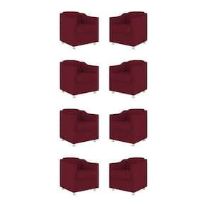 Kit 08 Poltronas Decorativas Sala De Espera Clinica Tecido Cor:marsala
