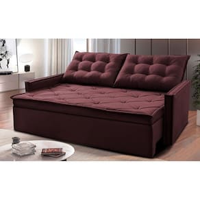 Sofá Sem Caixa Retrátil E Reclinável 1,65m Cama Inbox Studio Suede Velusoft Vinho