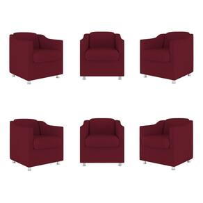 Kit 6 Cadeiras Poltronas Decorativas Espera Clinica Dentista Cor:marsala