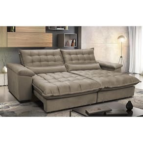 Sofá Retrátil E Reclinável 2,92m Com Molas Ensacadas Cama Inbox Aconchego Tecido Suede Castor