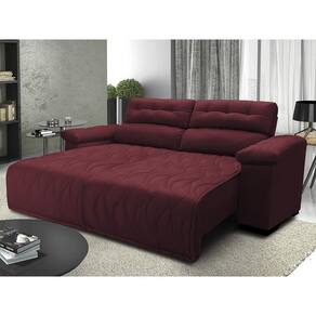 Sofá 2,22m Retrátil E Reclinável Com Molas Cama Inbox Top Tecido Suede Velusoft Vinho