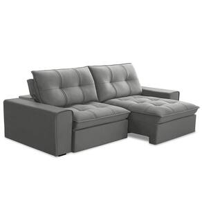 Sofá Retrátil Reclinável 3 Lugares 210Cm Argon F05 Veludo Prata - Mpozenato