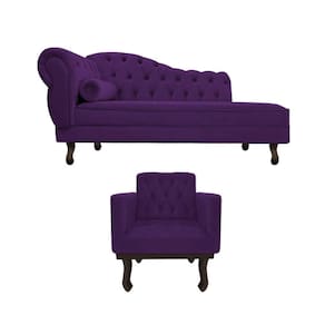 Kit Diva Recamier Diana 185cm Lado Direito e 01 Poltrona Classic Suede Roxo