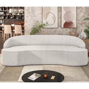 Sofá 5 Lugares Para Sala De Estar Living 300cm Theo D06 Bouclê Creme - Mpozenato