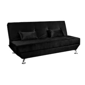 Sofá Cama Dubai 3 Lugares Reclinável Veludo Turkay Star Confort Black