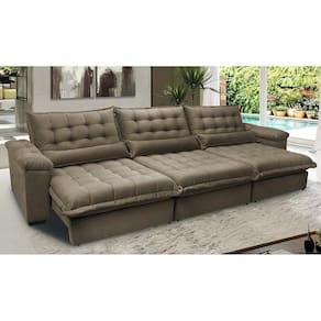 Sofá Retrátil E Reclinável 3,22m Com Molas Ensacadas Cama Inbox Aconchego Tecido Suede Castor
