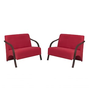 Kit 2 Poltronas 2 Lugares Vênus Suede Braço Madeira