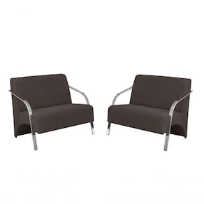 Kit 2 Poltronas 2 Lugares Vênus Braço Alumínio Suede
