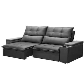 Sofá Retrátil Reclinável 3 Lugares 230Cm Moritz F05 Veludo Grafite