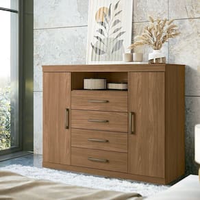 Cômoda Com 2 Portas E 4 Gavetas Santos Andirá Jatoba