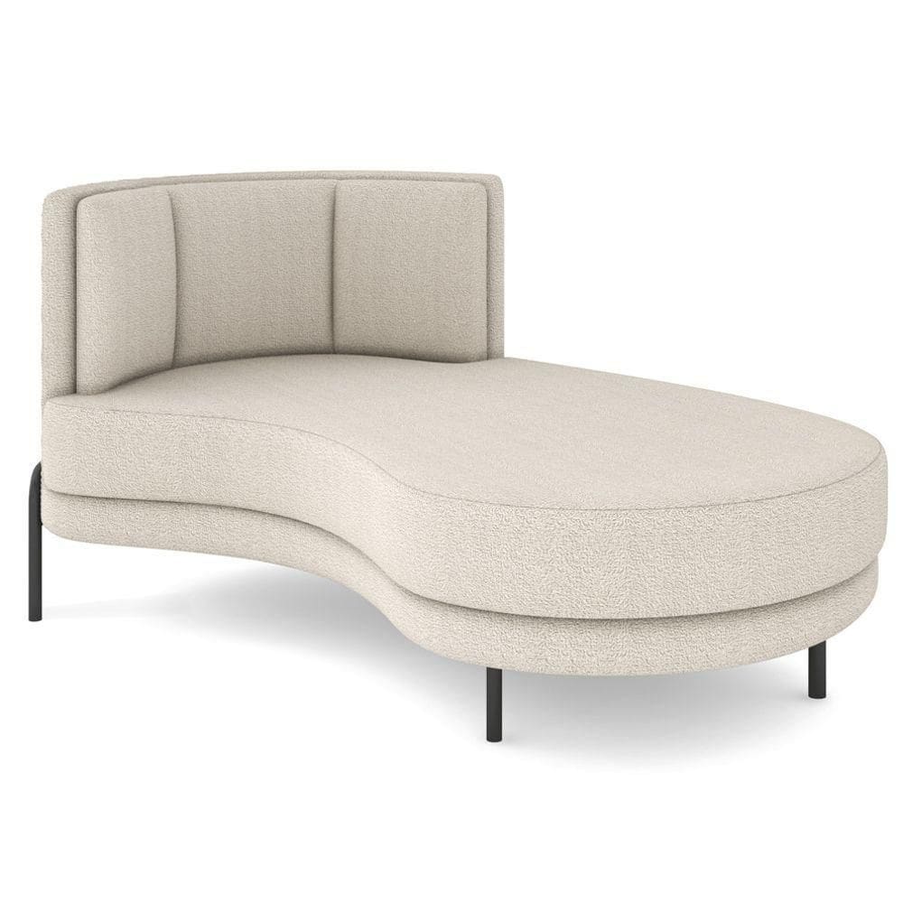 Chaise Longue Divã 164cm Braço Direito Logus D06 Bouclê Bege - Mpozenato
